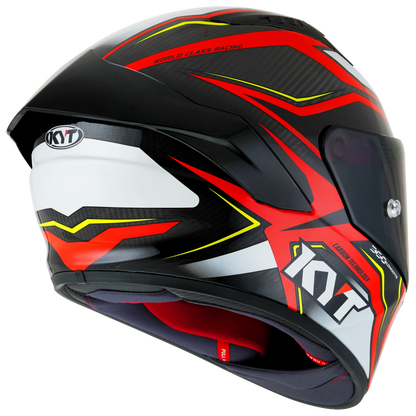 Right Side View of KYT NZ-Race Carbon Stride Red White Motorcycle Helmet