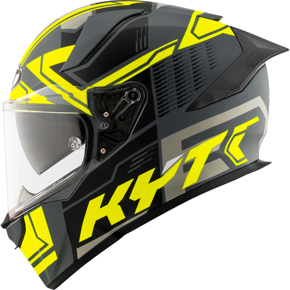 Left Side View of KYT R2R Octane Matte Yellow Motorcycle Helmet