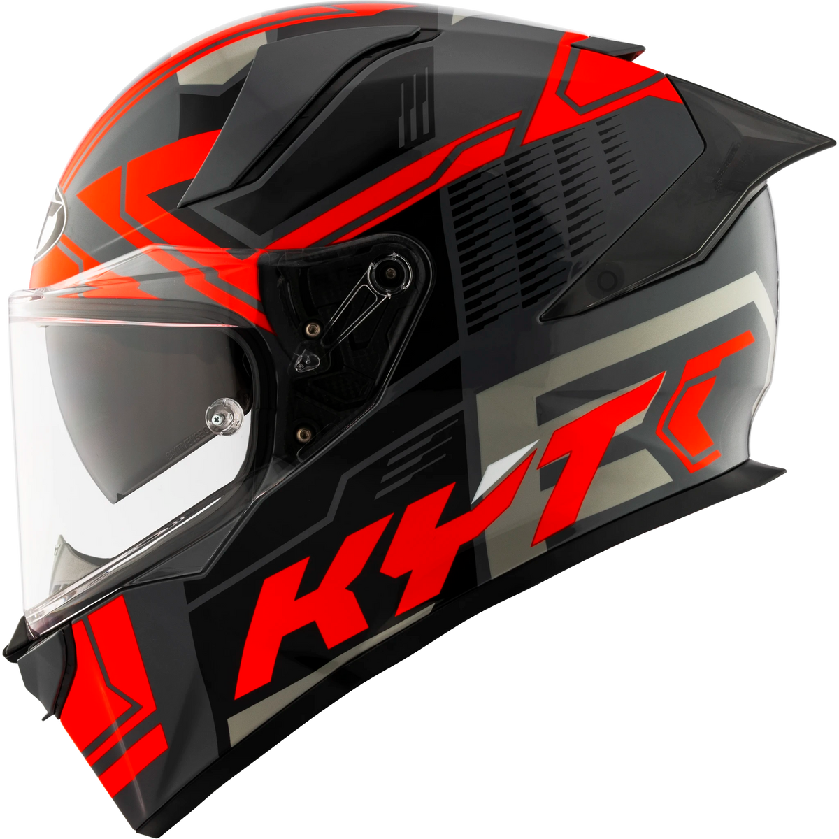 Left Side View of KYT R2R Octane Red Motorcycle Helmet