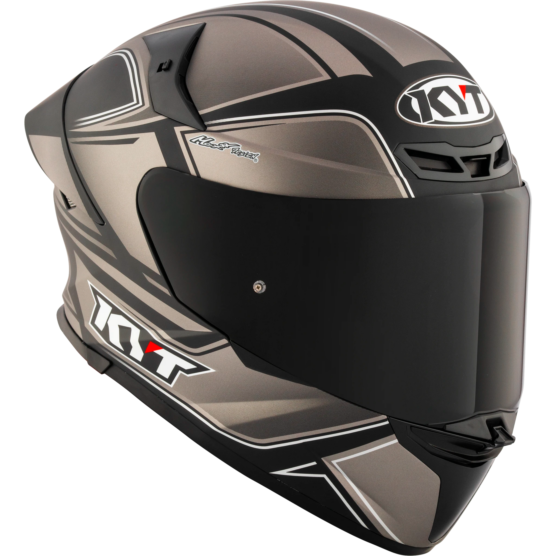 Front Right Quarter View of KYT TT-REVO Tourist Matte Cool Grey Motorcycle Helmet