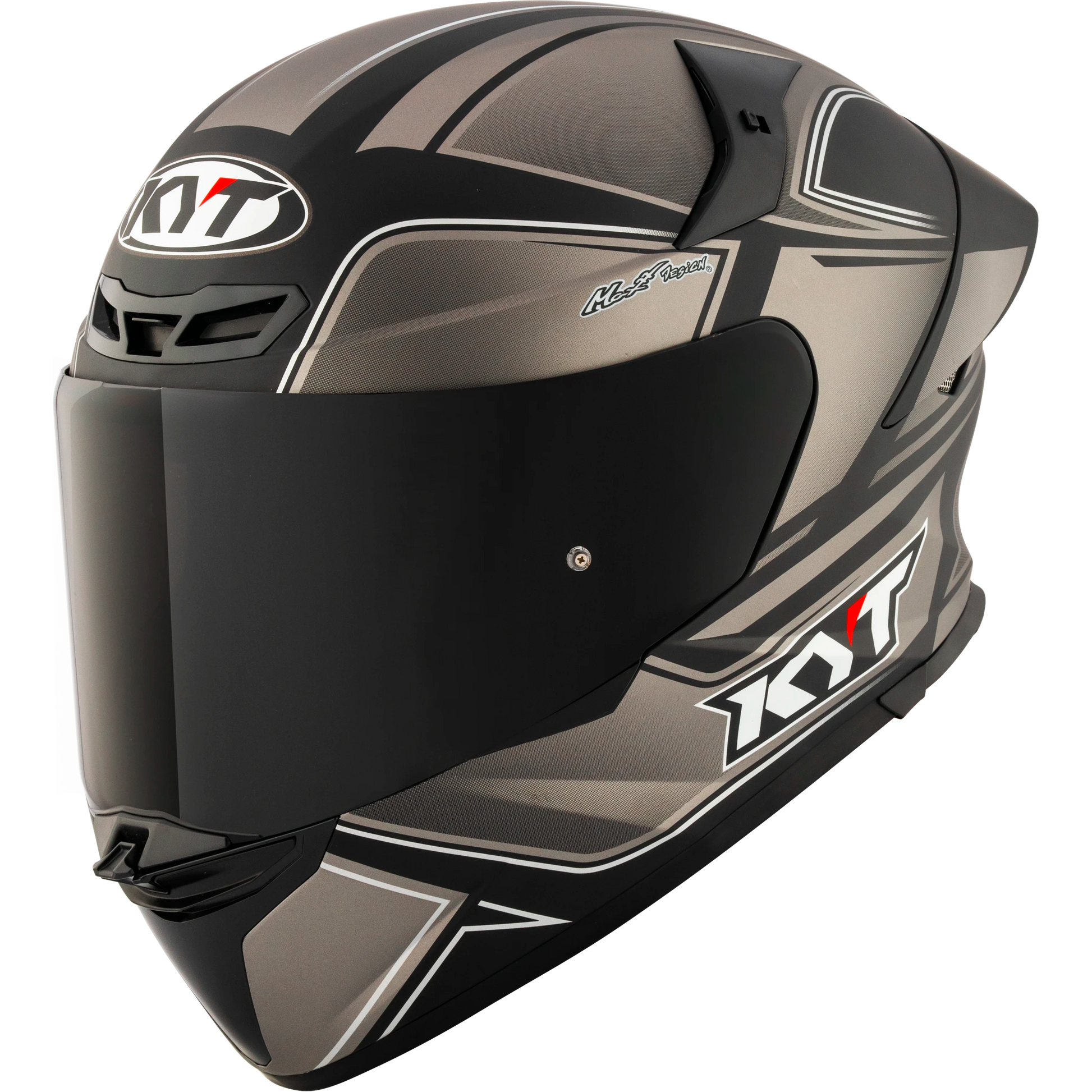 Front Left Quarter View of KYT TT-REVO Tourist Matte Cool Grey Motorcycle Helmet