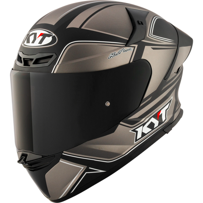 Front Left Quarter View of KYT TT-REVO Tourist Matte Cool Grey Motorcycle Helmet