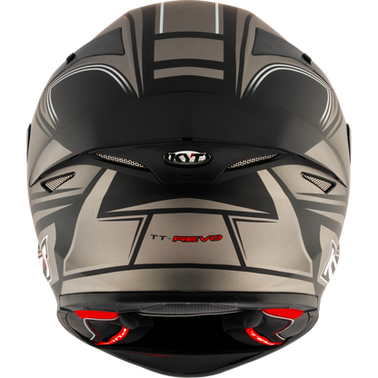 Rear View of KYT TT-REVO Tourist Matte Cool Grey Motorcycle Helmet