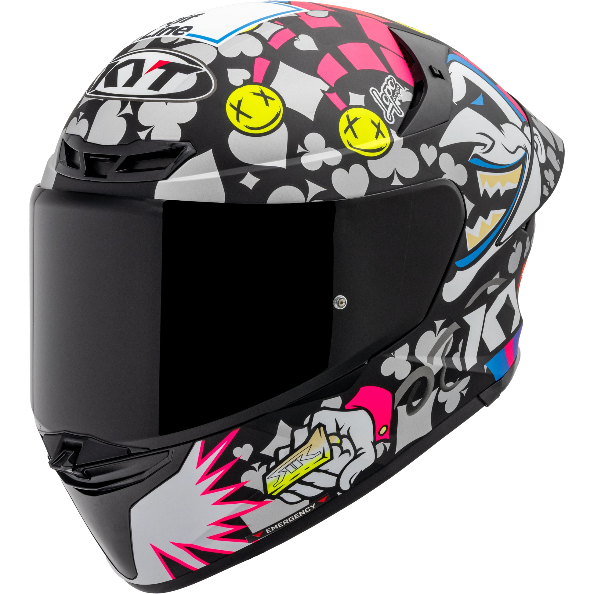 Front Left Quarter View of KYT TT-REVO Riccardo Rossi 2022 Replica Motorcycle Helmet