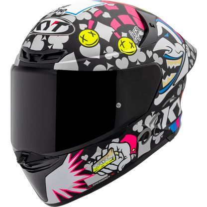 Front Left Quarter View of KYT TT-REVO Riccardo Rossi 2022 Replica Motorcycle Helmet