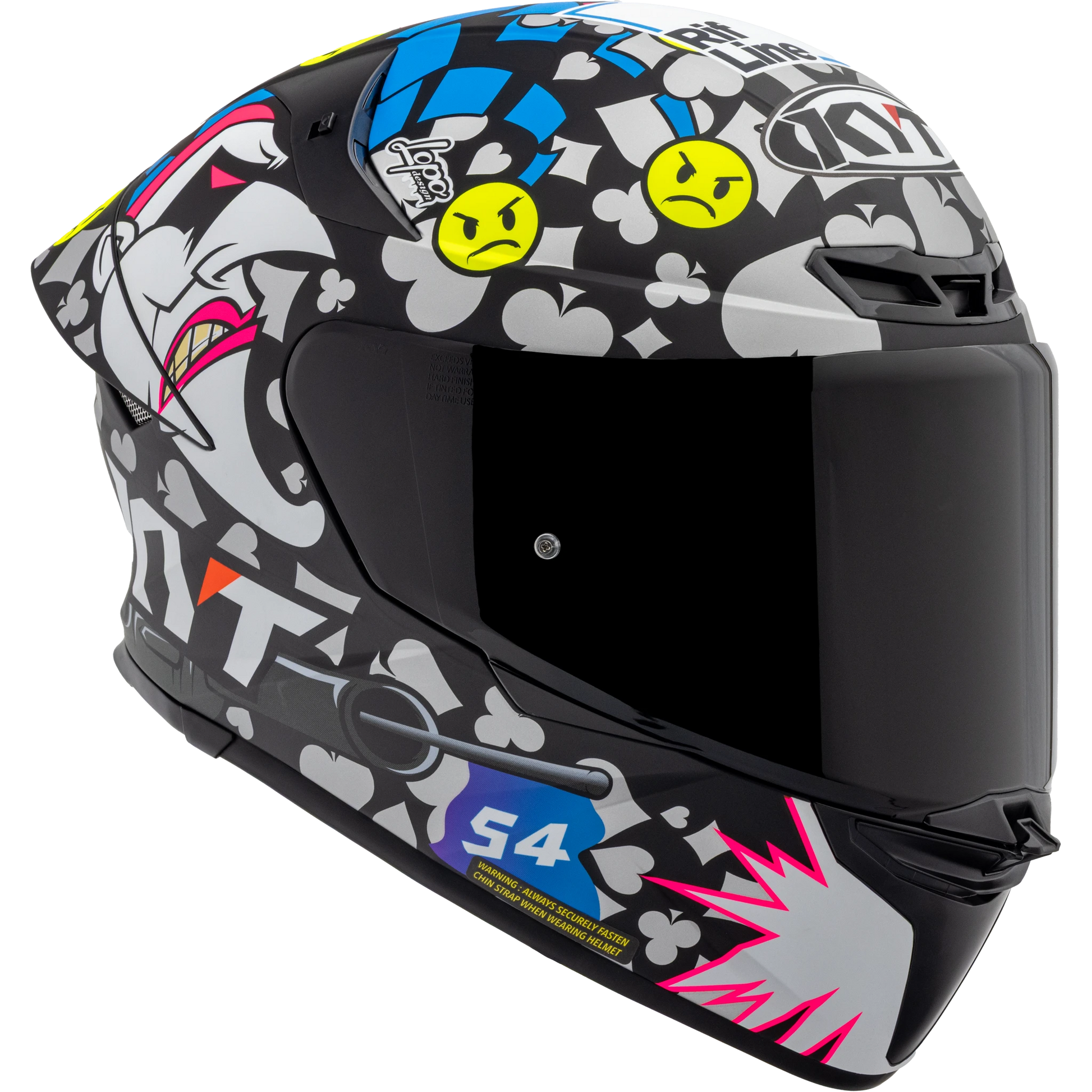 Front Right Quarter View of KYT TT-REVO Riccardo Rossi 2022 Replica Motorcycle Helmet