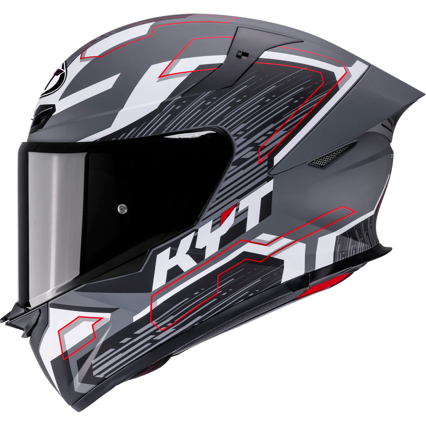 Left Side View of KYT TT-REVO Speeding Matte GRL Grey Motorcycle Helmet