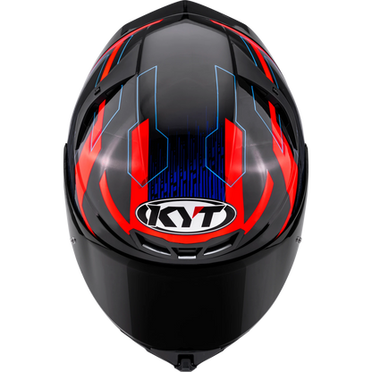 Top View of KYT TT-REVO Speeding Black Red Blue Motorcycle Helmet