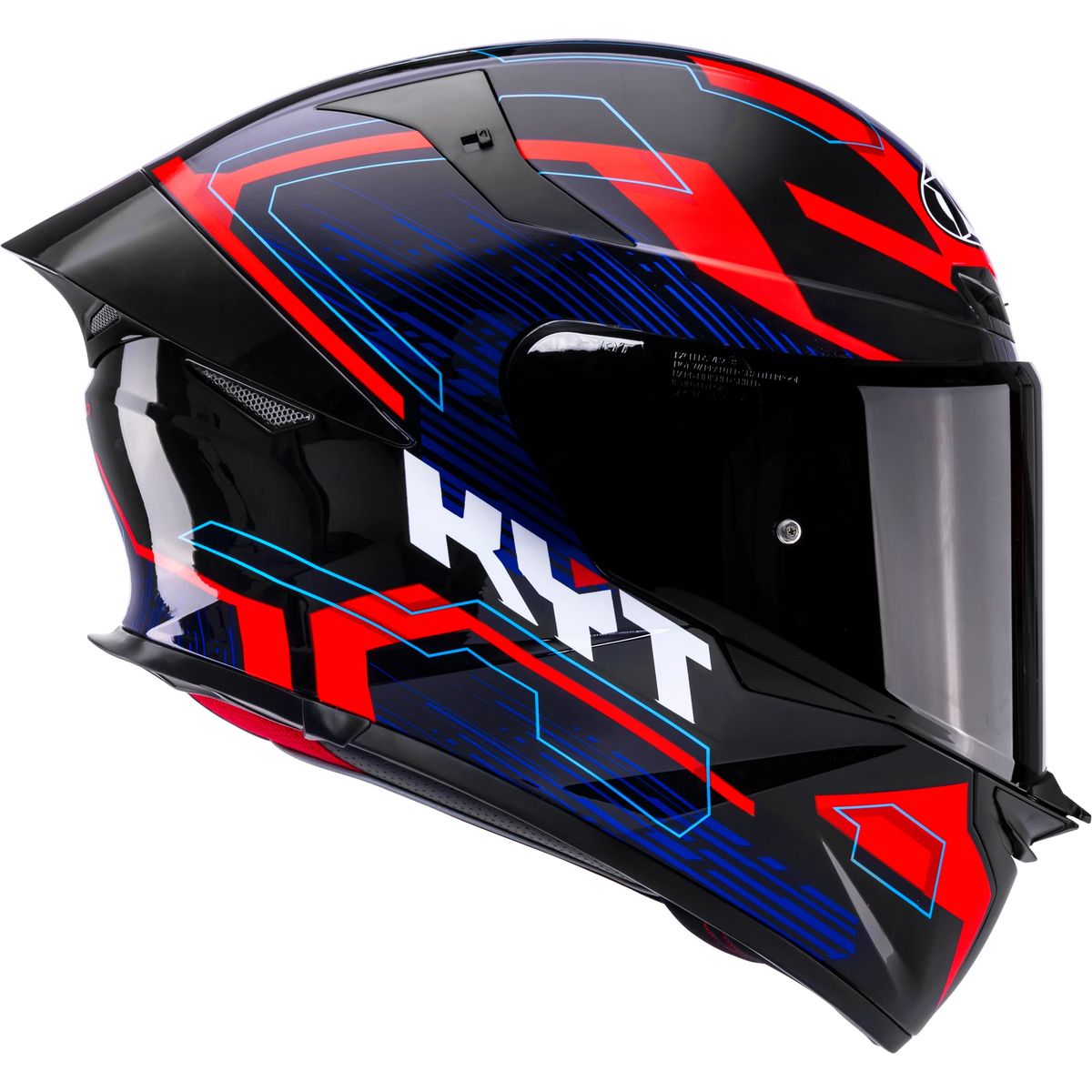 Right Side View of KYT TT-REVO Speeding Black Red Blue Motorcycle Helmet