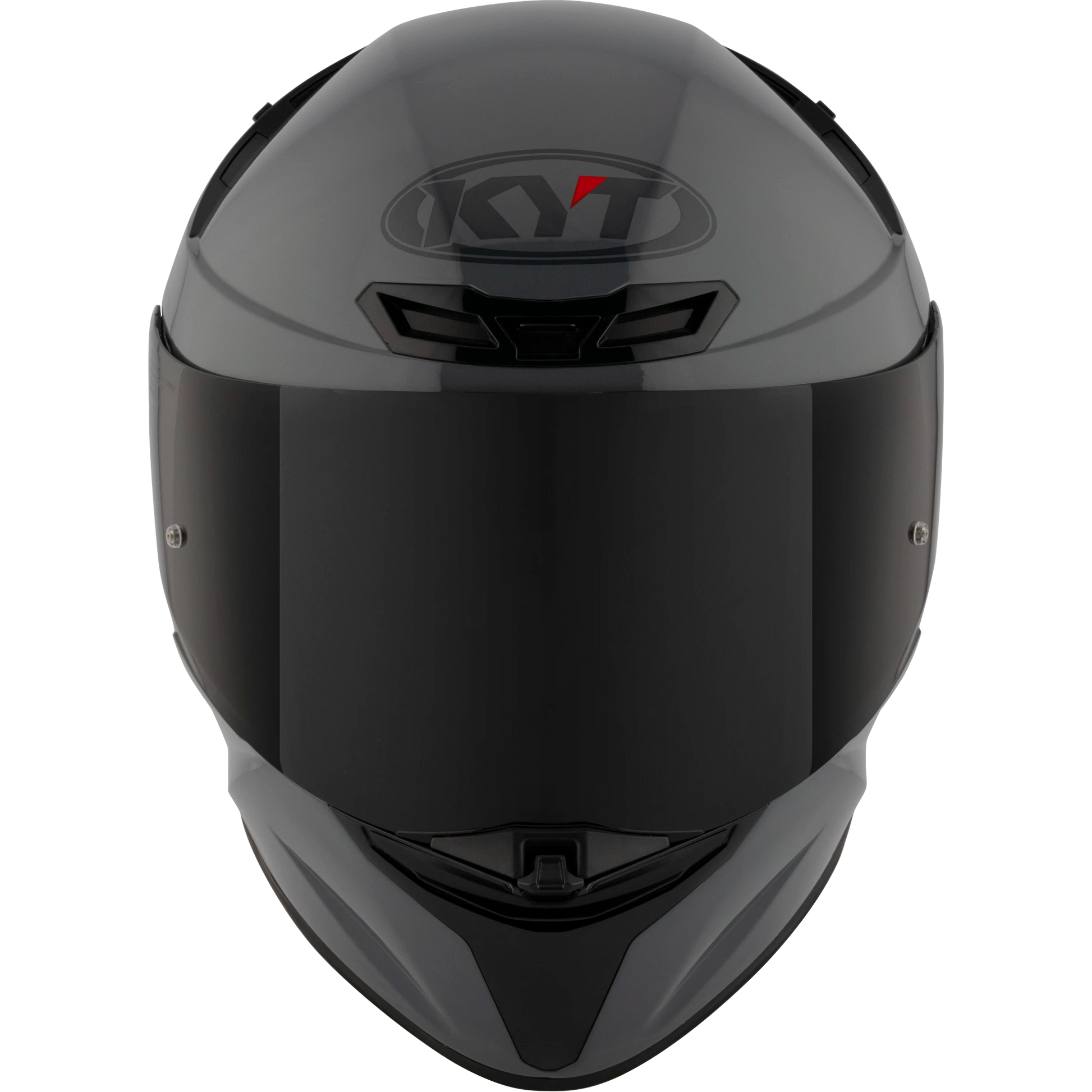 Front View of KYT TT-REVO motorcycle helmet in GRL Grey