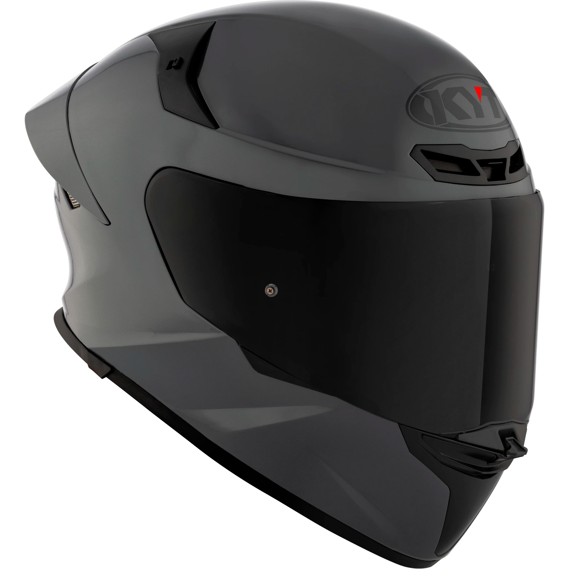 Front Right Quarter Viewof KYT TT-REVO motorcycle helmet in GRL Grey