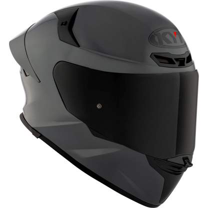 Front Right Quarter Viewof KYT TT-REVO motorcycle helmet in GRL Grey