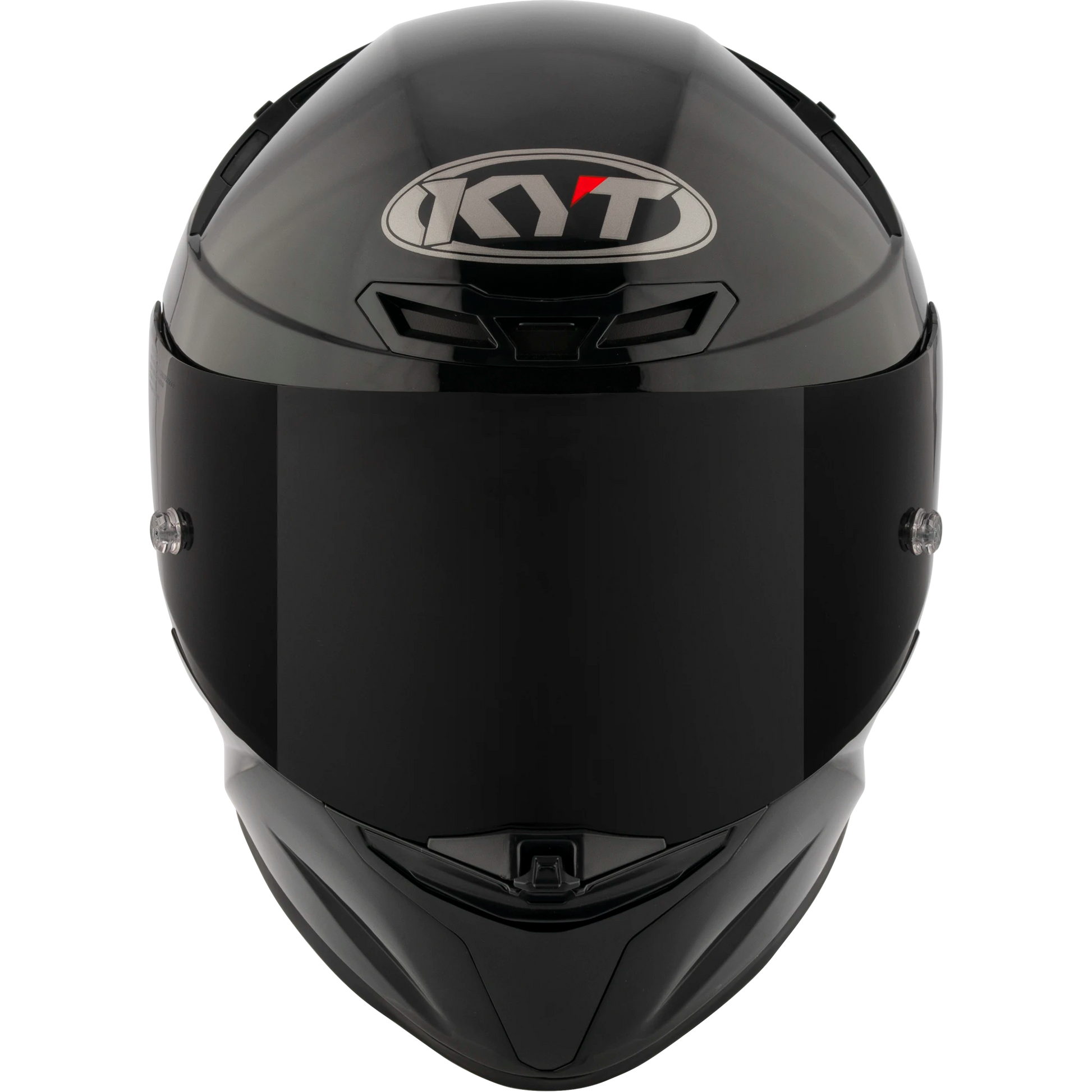 Front View of KYT TT-REVO motorcycle helmet in Plain Black