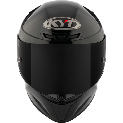 Front View of KYT TT-REVO motorcycle helmet in Plain Black
