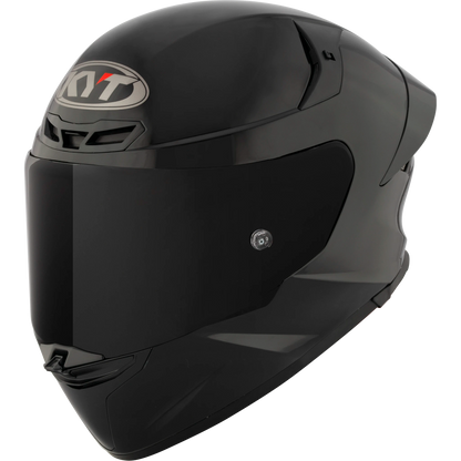 Front Left Quarter View of KYT TT-REVO motorcycle helmet in Plain Black