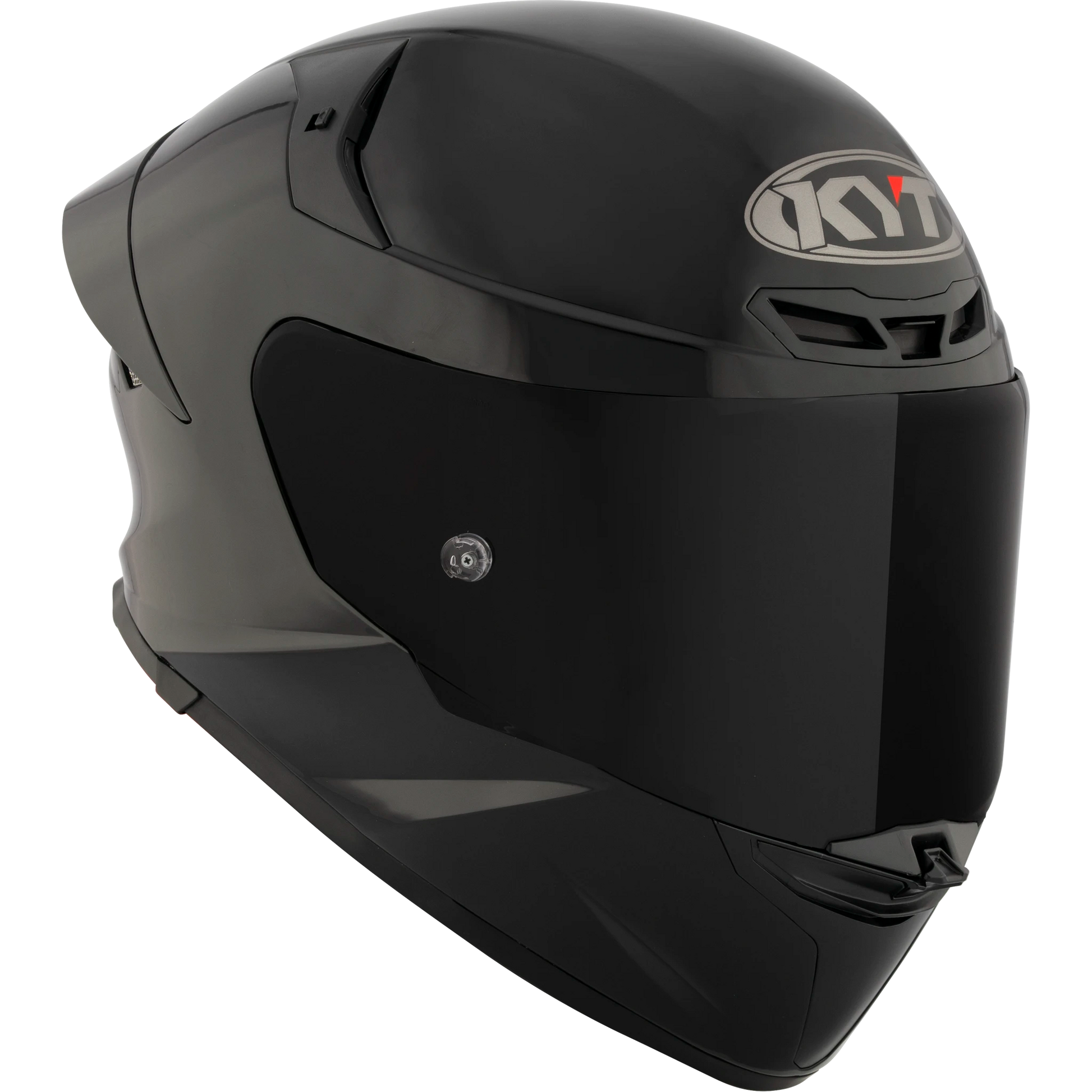 Front Right Quarter View of KYT TT-REVO motorcycle helmet in Plain Black