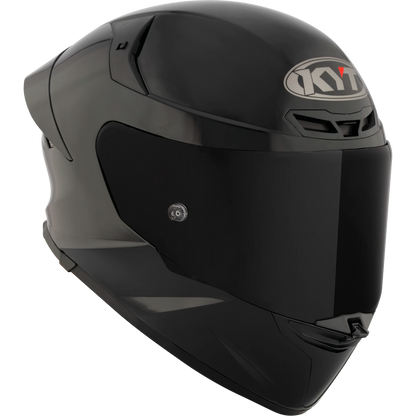 Front Right Quarter View of KYT TT-REVO motorcycle helmet in Plain Black