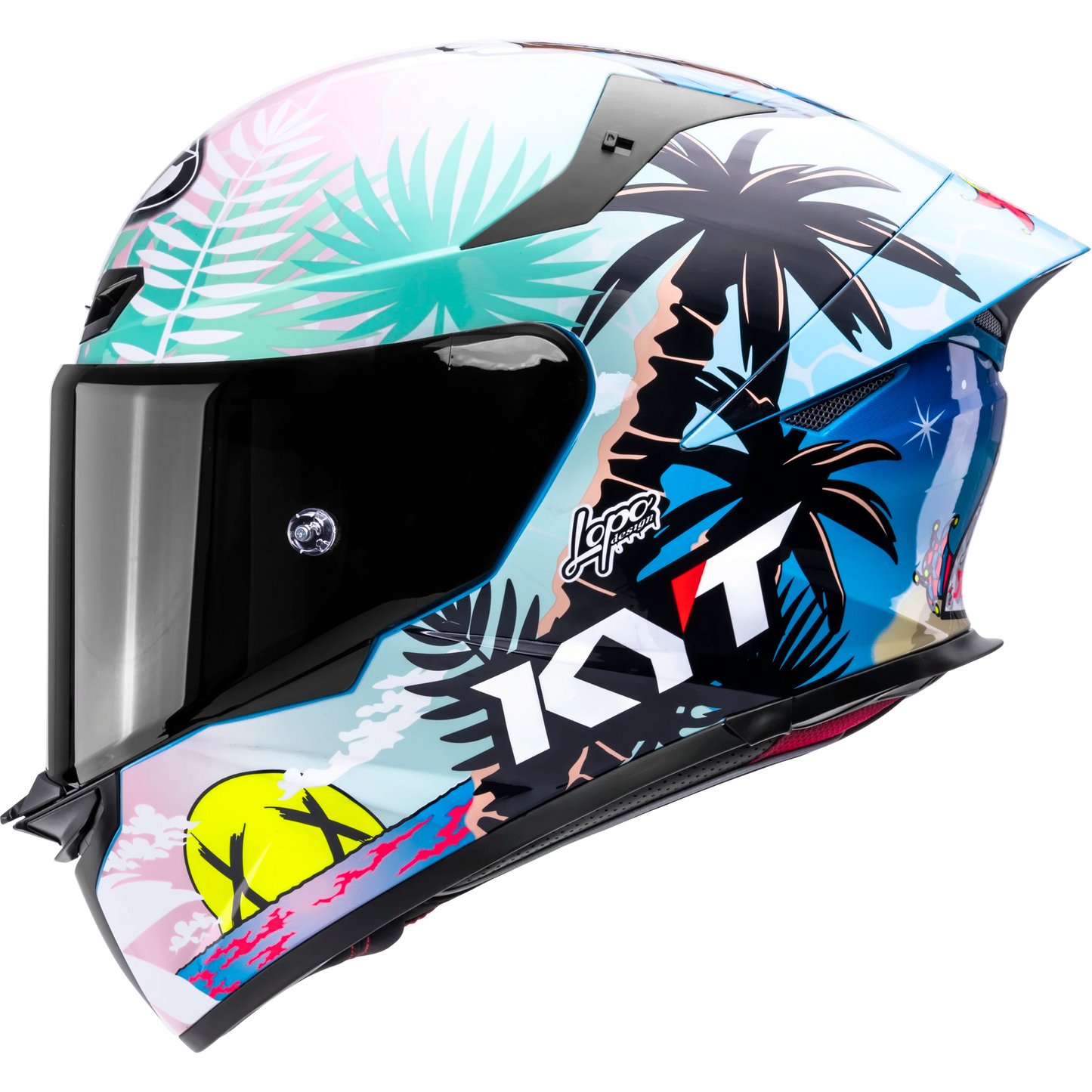 Left Side View of KYT TT-REVO Ricardo Rossi BCN Replica Motorcycle Helmet