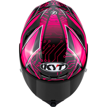 Top View of KYT TT-REVO Hyper Pink Motorcycle Helmet