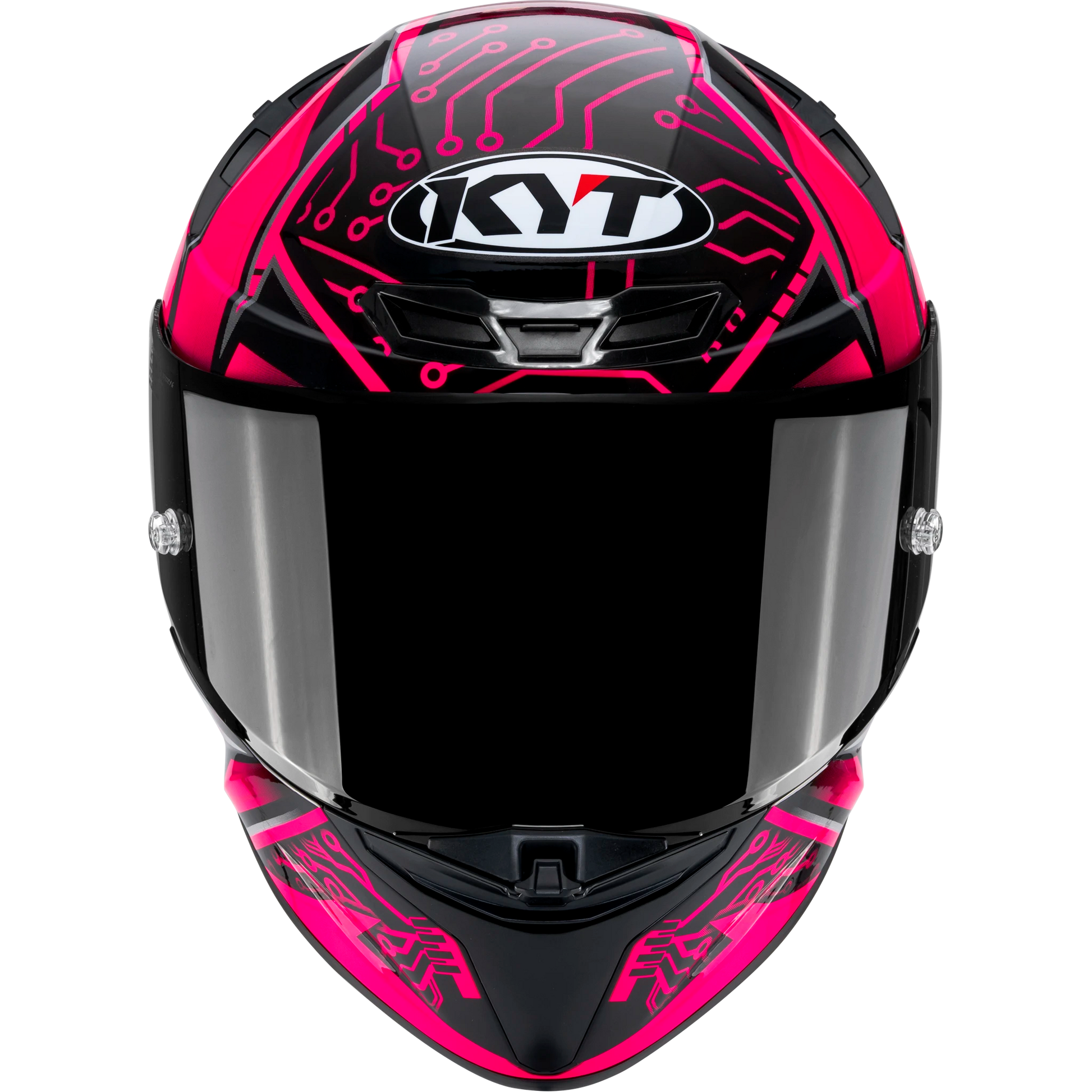 Front View of KYT TT-REVO Hyper Pink Motorcycle Helmet