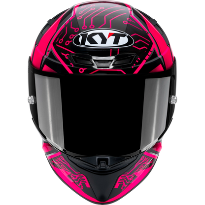 Front View of KYT TT-REVO Hyper Pink Motorcycle Helmet
