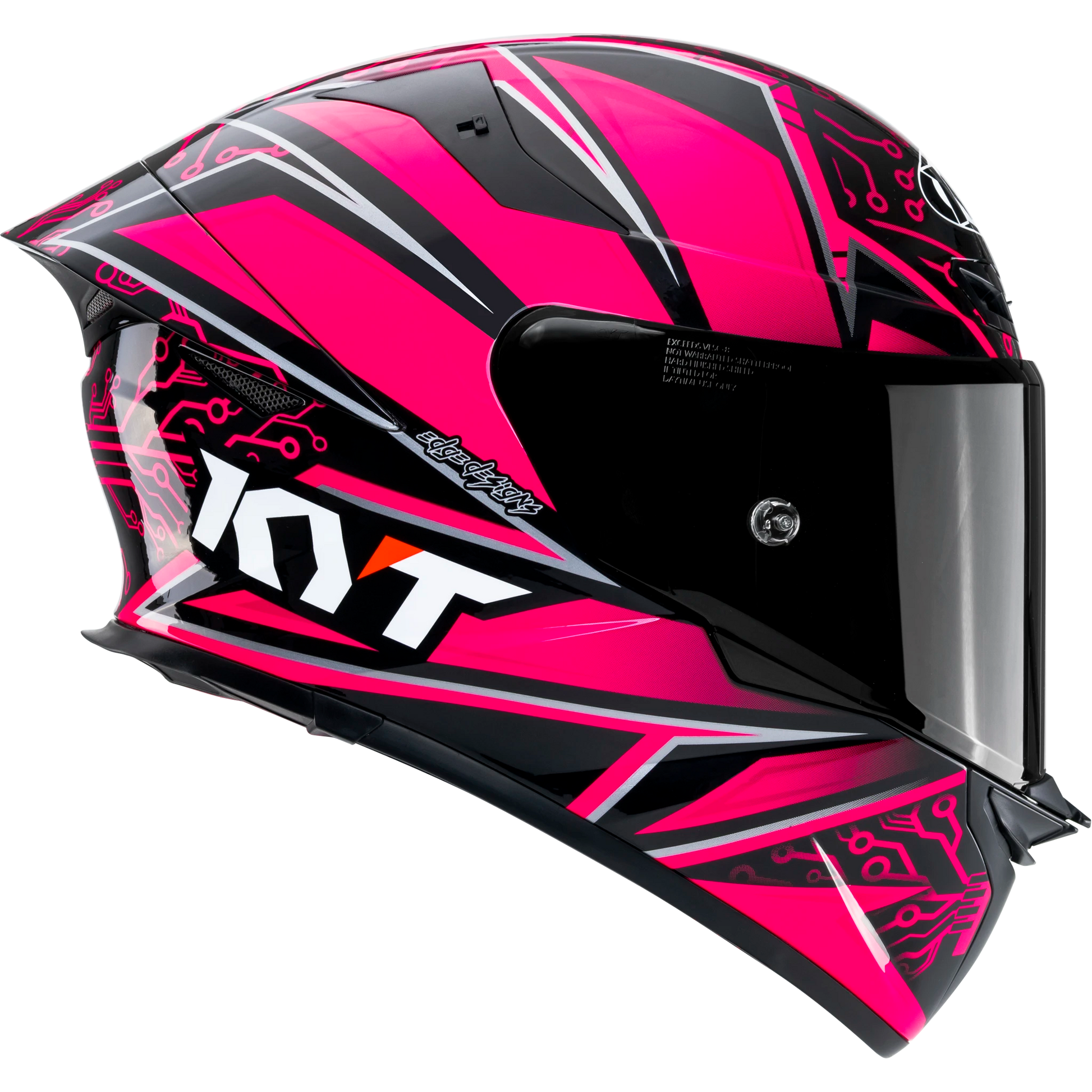 Right Side View of KYT TT-REVO Hyper Pink Motorcycle Helmet