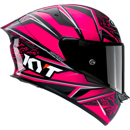 Right Side View of KYT TT-REVO Hyper Pink Motorcycle Helmet