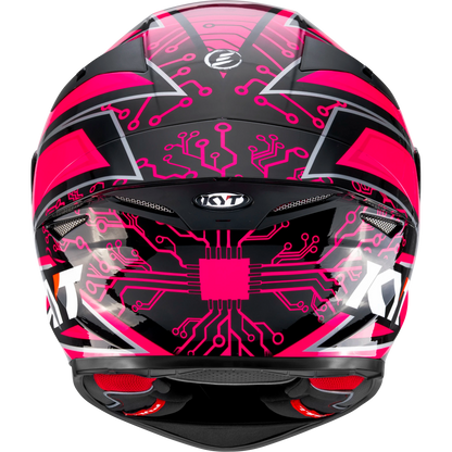 Rear View of KYT TT-REVO Hyper Pink Motorcycle Helmet
