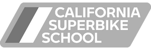 California Superbike School official logo, white and grey with stylized text