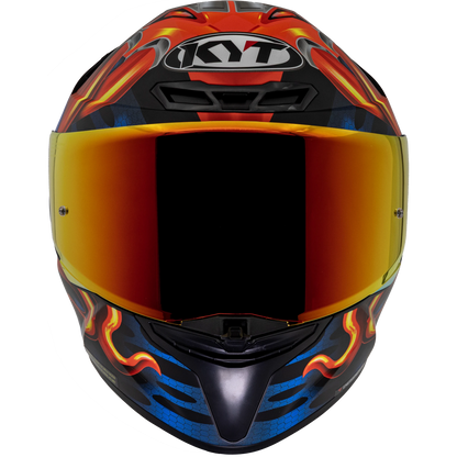 Front View of KYT TT-REVO Magnet Motorcycle Helmet with Iridium Red Visor Halloween Bundle