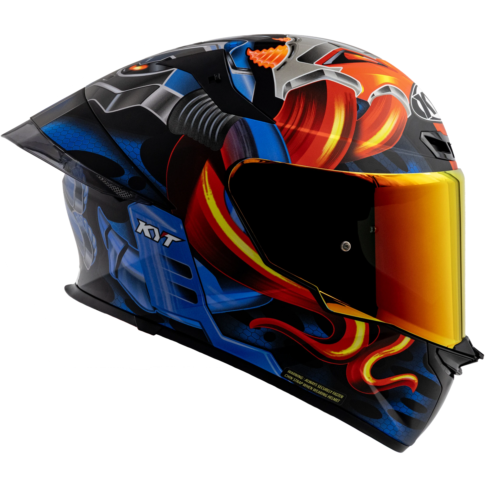 Right Side View of KYT TT-REVO Magnet Motorcycle Helmet with Iridium Red Visor Halloween Bundle