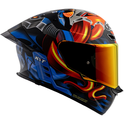 Right Side View of KYT TT-REVO Magnet Motorcycle Helmet with Iridium Red Visor Halloween Bundle