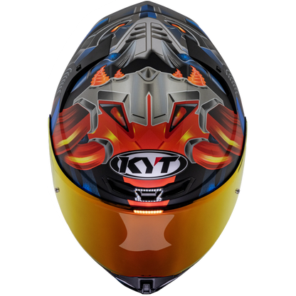 Top View of KYT TT-REVO Magnet Motorcycle Helmet with Iridium Red Visor Halloween Bundle